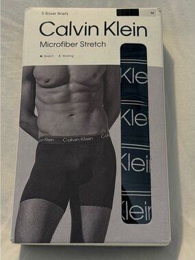 Calvin Klein Men's Microfiber Stretch Boxer Briefs - Black with Black Logo Trim